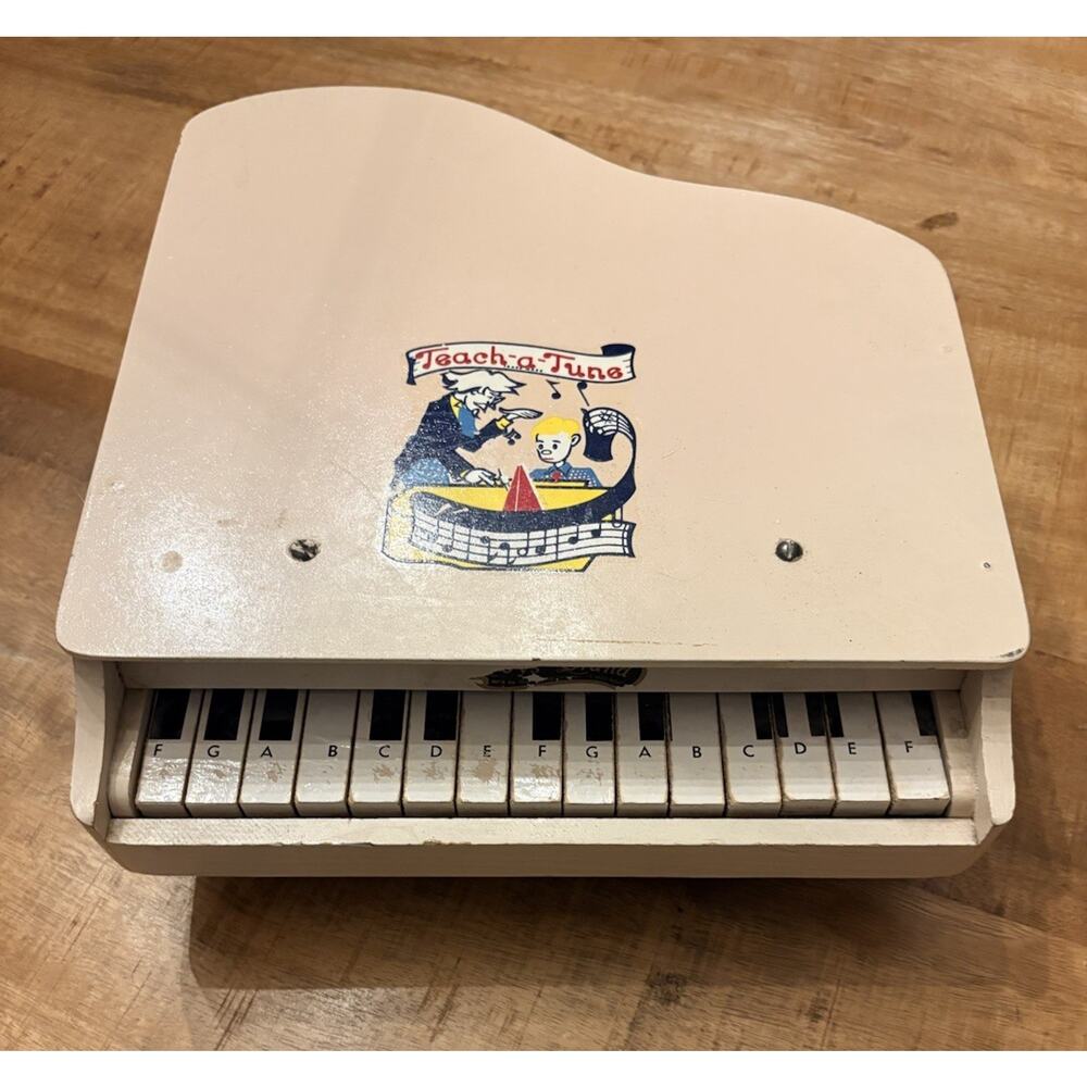 Teach A Tune Toy Wooden Baby Grand Piano Vintage Fisher Price Made In Chicago